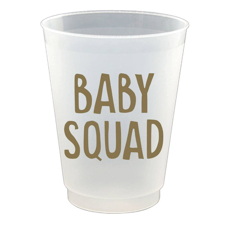Baby Squad Plastic Cups, Eight 16 oz. Plastic Cups with Gold Foil "Baby Squad" Text, Perfect for a Baby Shower! - Cohasset Party Supply