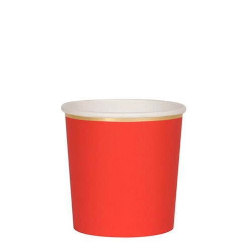 Small Red Party Cups, Set of 8 Meri Meri Beautiful Basics Red Tumbler Paper  Cups, Holds 9 Ounces