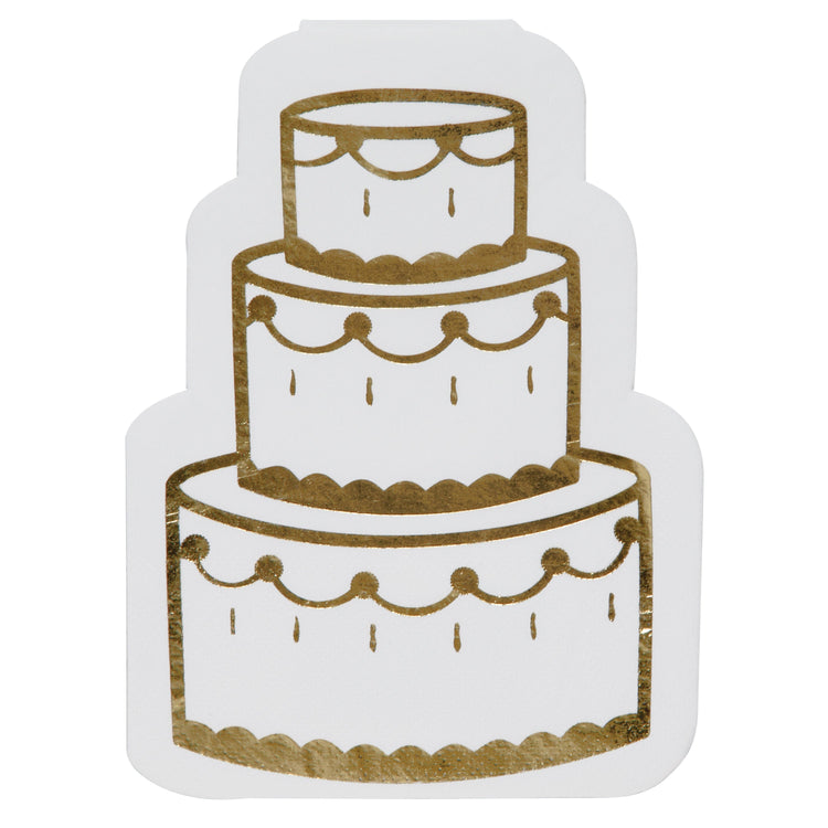 Wedding Cake Paper Napkins, Set of 20 Gold Foil Die-Cut Wedding Cake Napkins, Perfect for a Wedding, Bridal Shower, or Engagement Party - Cohasset Party Supply