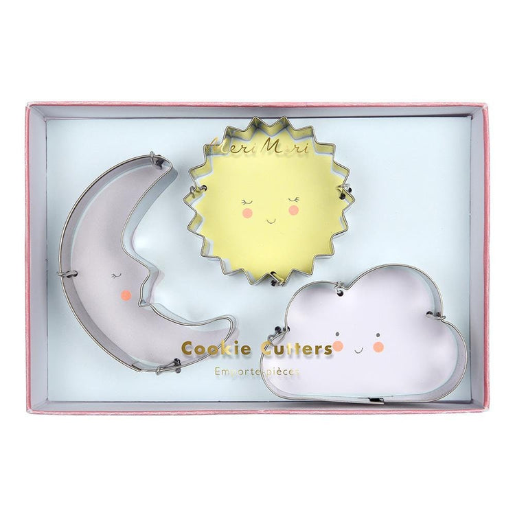 Sun, Moon, & Cloud Cookie Cutters, Set of 3 Meri Meri Weather Cookie Cutters, Adorable Cookie Cutters! - Cohasset Party Supply