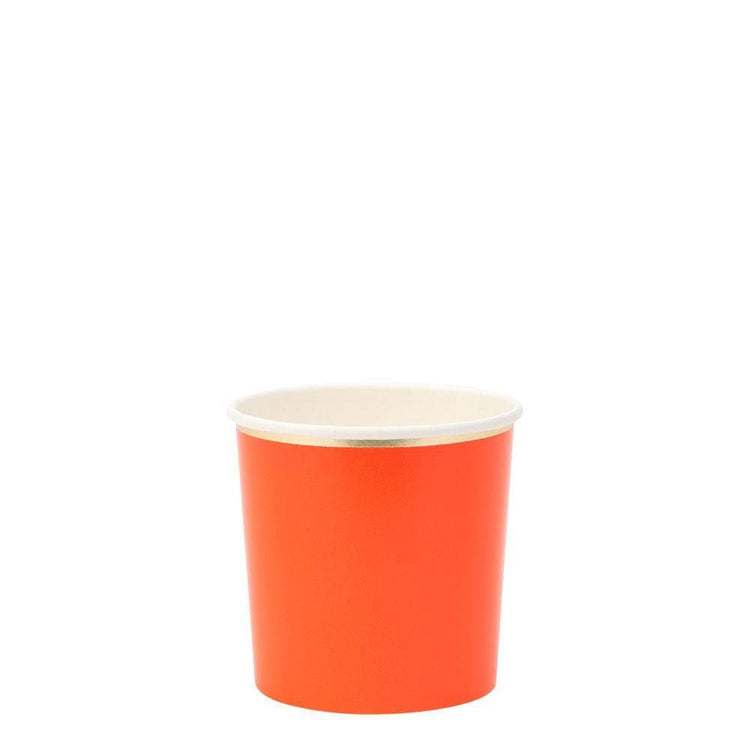 Rainbow Party Cups, Set of 8 Meri Meri Party Palette Tumbler Paper Cups with Gold Foil Rim, Holds 9 Ounces - Cohasset Party Supply