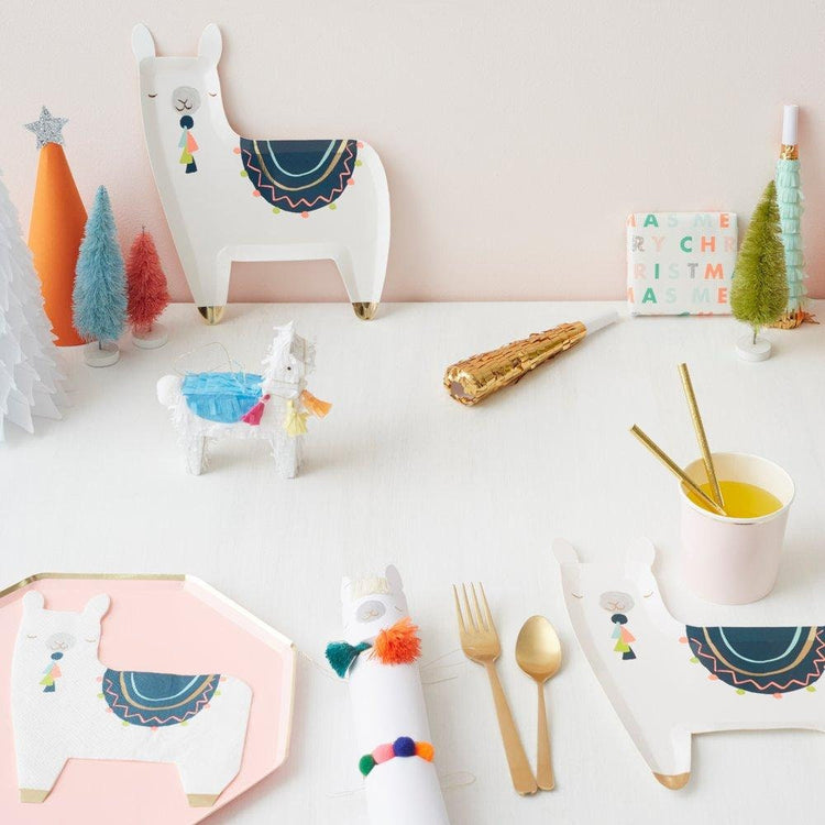 Mini Llama Pinata Favors, Small Llama Party Piñata with Colorful Confetti and Temporary Tattoos by Meri Meri - Cohasset Party Supply