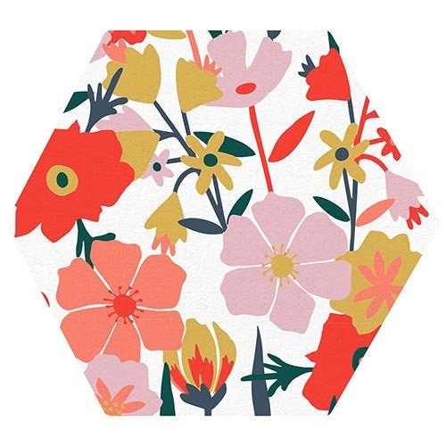 Fall Flower Paper Napkins, Set of 20 Large Floral Hexagon-Shaped Party Napkins, Beautiful Flower Napkins for Thanksgiving - Cohasset Party Supply