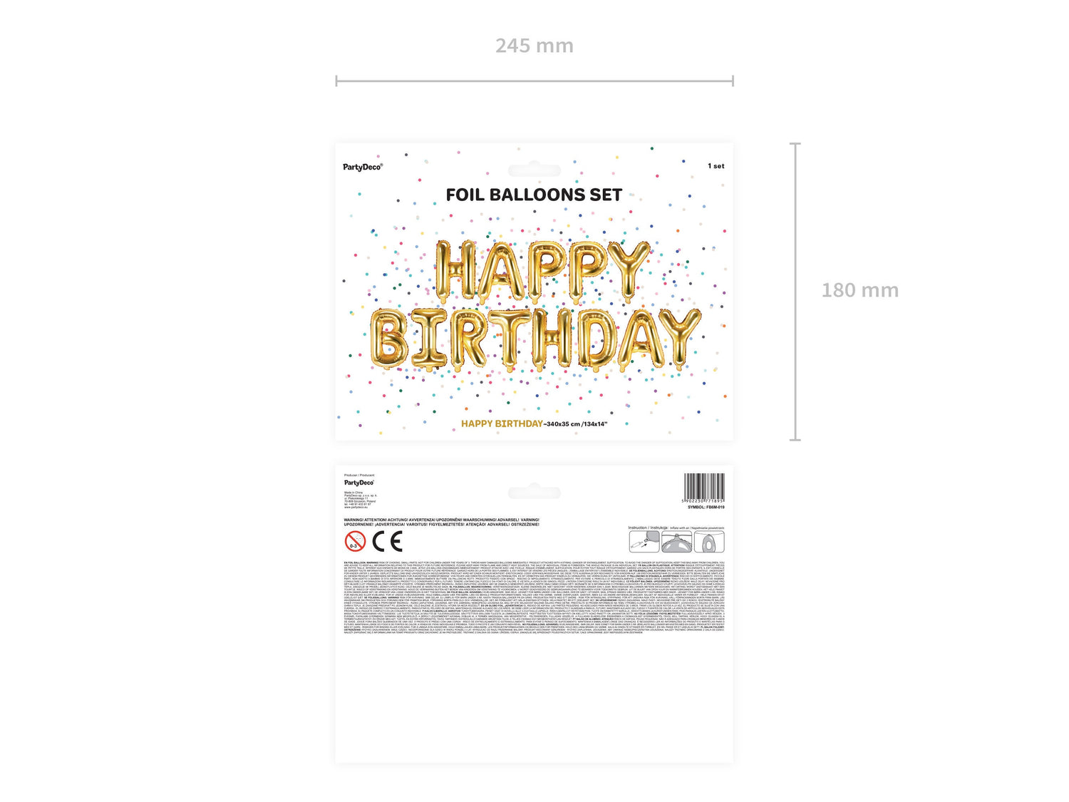 Gold Happy Birthday Balloon Letters with 14" Balloons, Birthday Ballon Kit Includes 13 Mylar Balloons - Cohasset Party Supply