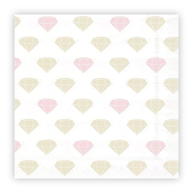 Large Diamond Paper Napkins, Set of 20 Jumbo Diamond Party Napkins, 8" x 8" - Cohasset Party Supply