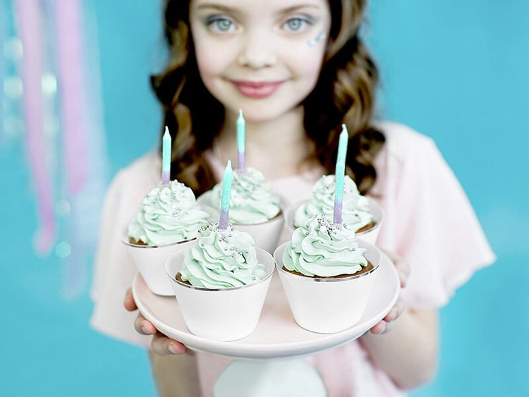 Ombre Birthday Candles, Set of 20 Blue and Pirple Birthday Candles and Holders, 2.3" Tall - Cohasset Party Supply