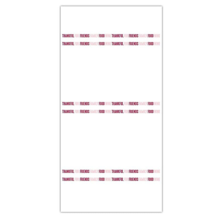 Thanksgiving Cheese Board Paper Roll, Set of 50 Charcuterie Paper Runners Per Roll, Food Safe, "Thankful for Friends Family Food Wine" - Cohasset Party Supply