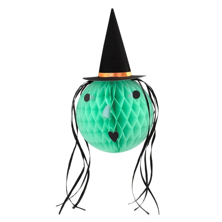 Honeycomb Halloween Decor, Set of 4 Meri Meri Vintage Halloween Honeycomb Heads, Includes Witch, Pumpkin, Skull, and Spider Designs - Cohasset Party Supply