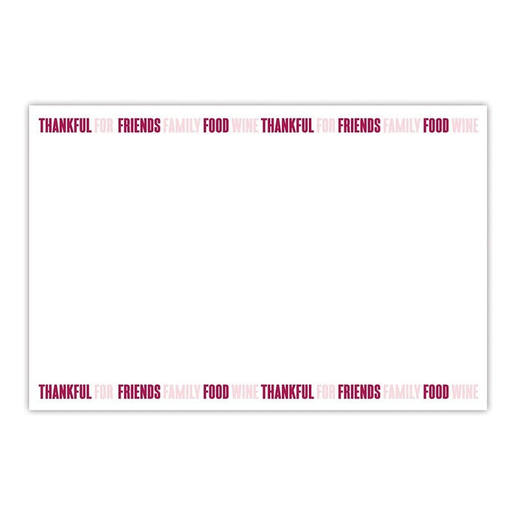 Thanksgiving Cheese Board Paper Roll, Set of 50 Charcuterie Paper Runners Per Roll, Food Safe, "Thankful for Friends Family Food Wine" - Cohasset Party Supply