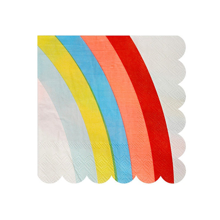 Rainbow Small Napkins , Set of 20 Rainbow Small Napkins with a Scallop Edge, Great for rainbow-themed birthday party! - Cohasset Party Supply