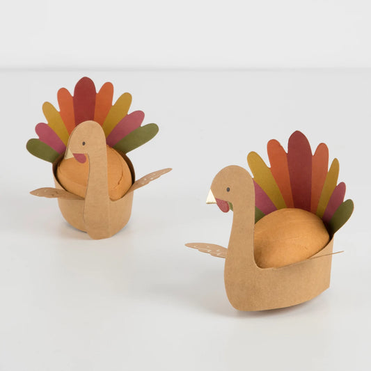 Turkey Surprise Balls, Set of 3 Meri Meri Wrapped Thanksgiving Surprise Ball with Prizes - Cohasset Party Supply