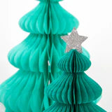 Green Forest Honeycomb Decorations, Set of 10 Meri Meri Honeycomb Christmas Trees in Various Sizes and Shades of Green - Cohasset Party Supply