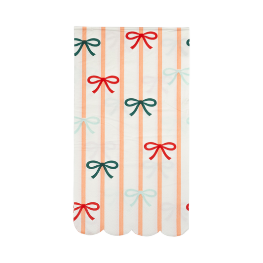 My Mind’s Eye - BOW1139 - Bows and Stripes Scalloped Dinner Napkin