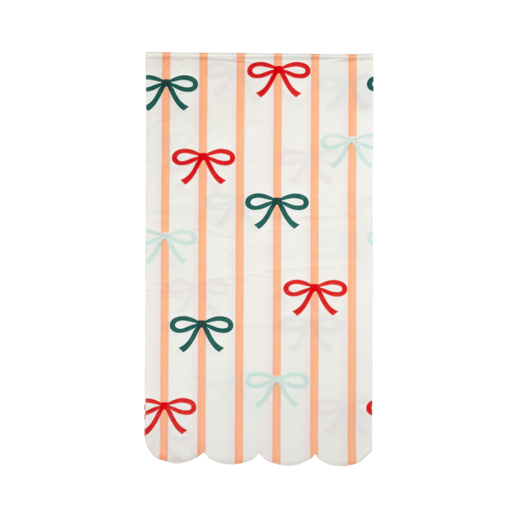 My Mind’s Eye - BOW1139 - Bows and Stripes Scalloped Dinner Napkin