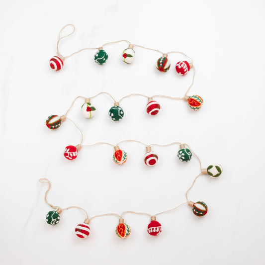 The Winding Road - Garland - Embroidered Christmas Balls - Christmas Decor