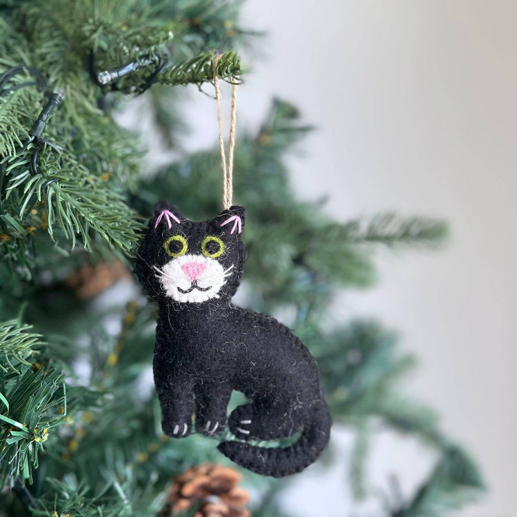 Deer Harbour Design - Felt Stitched Cat Ornament: Brown Tabby