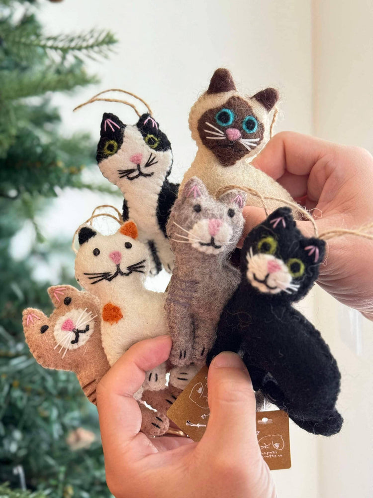 Deer Harbour Design - Felt Stitched Cat Ornament: Brown Tabby