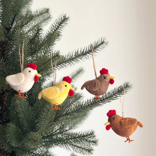 Deer Harbour Design - Felt Chicken Ornament: Beige