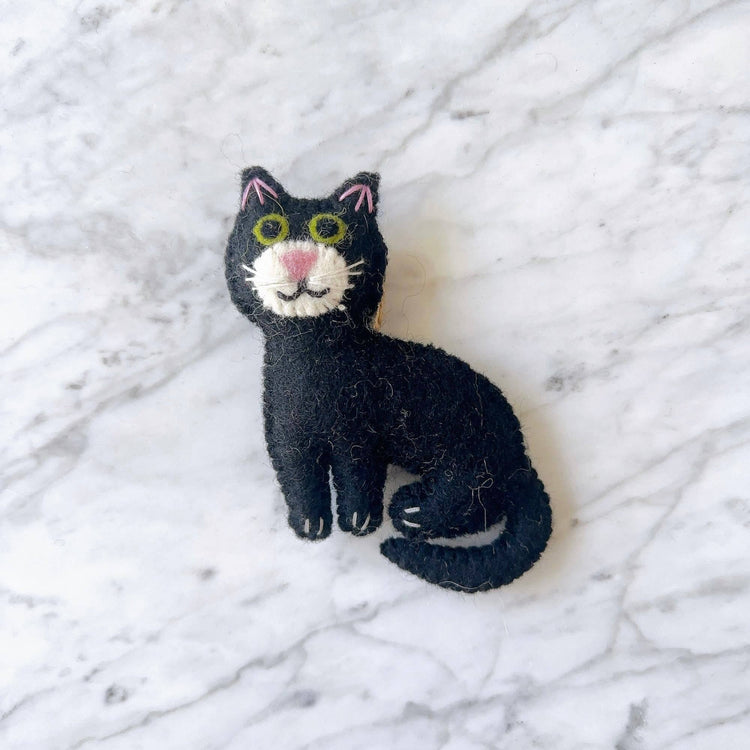 Deer Harbour Design - Felt Stitched Cat Ornament: Brown Tabby