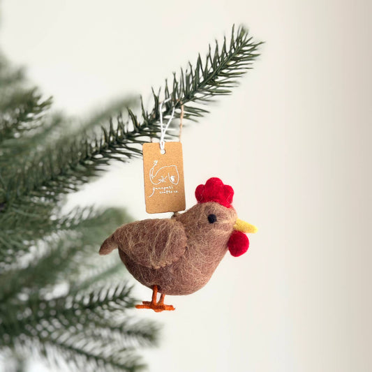 Deer Harbour Design - Felt Chicken Ornament: Beige