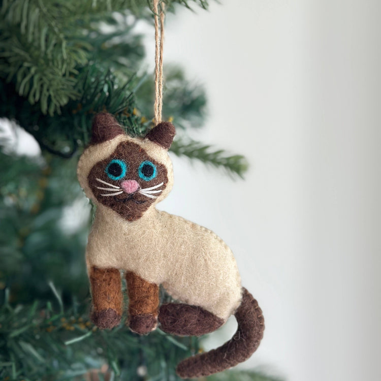 Deer Harbour Design - Felt Stitched Cat Ornament: Brown Tabby