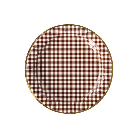 Brown Gingham Thanksgiving Charger Plate, Harvest Brown Gingham Check 11" Plate from My Mind's Eye