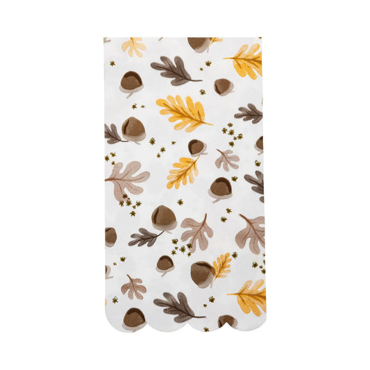 Scattered Leaves Scallop Dinner Napkin, Great for Thanksgiving