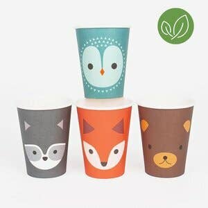 Woodland Party Cups, Set of 8 Forest Animal Themed Paper Cups, From My Little Day