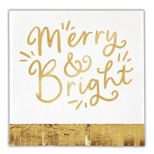 Slant Collections by Creative Brands - Foil Fringe Napkin - Merry + Bright: Paper