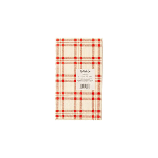 Plaid Paper Dinner Napkin, Great for Christmas