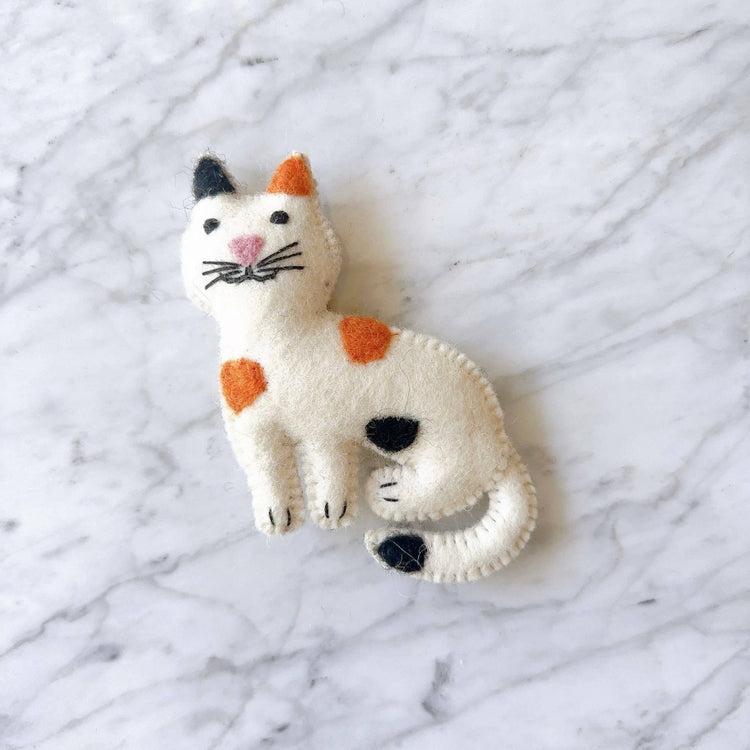Deer Harbour Design - Felt Stitched Cat Ornament: Calico Cat