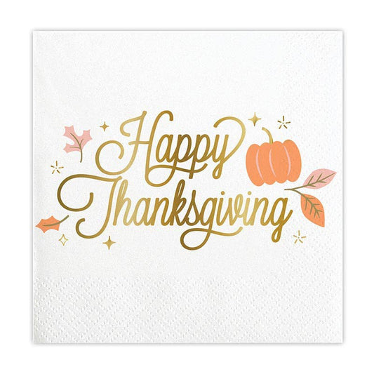 Slant Collections by Creative Brands - Foil Beverage Napkins - Happy Thanksgiving