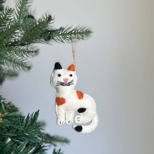 Deer Harbour Design - Felt Stitched Cat Ornament: Calico Cat