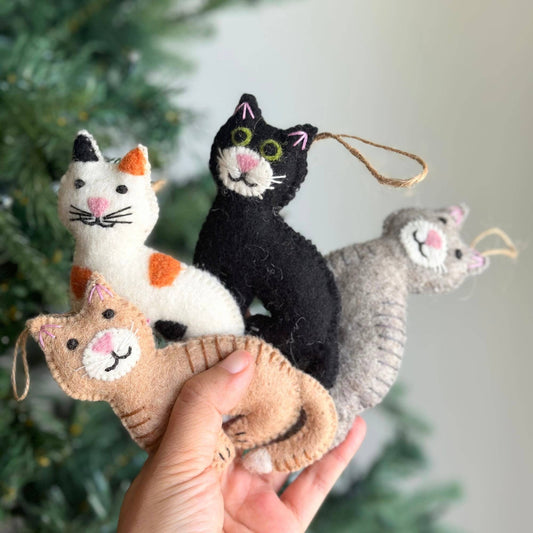 Deer Harbour Design - Felt Stitched Cat Ornament: Calico Cat