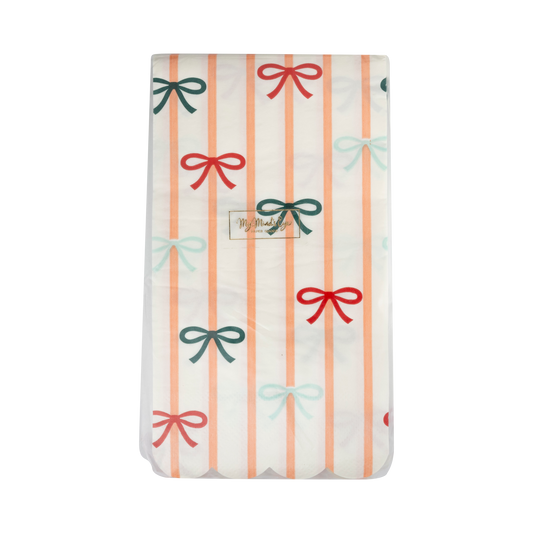 My Mind’s Eye - BOW1139 - Bows and Stripes Scalloped Dinner Napkin
