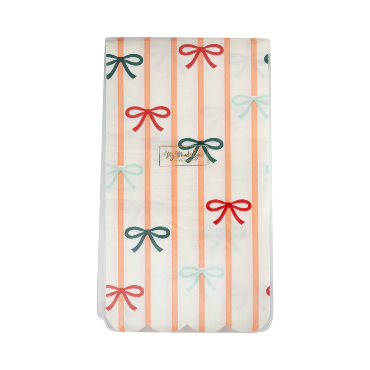 My Mind’s Eye - BOW1139 - Bows and Stripes Scalloped Dinner Napkin