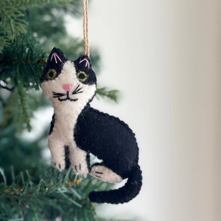 Deer Harbour Design - Felt Stitched Cat Ornament: Brown Tabby