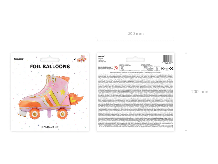 PartyDeco - Foil Balloon - Roller Skate, 74x51 cm