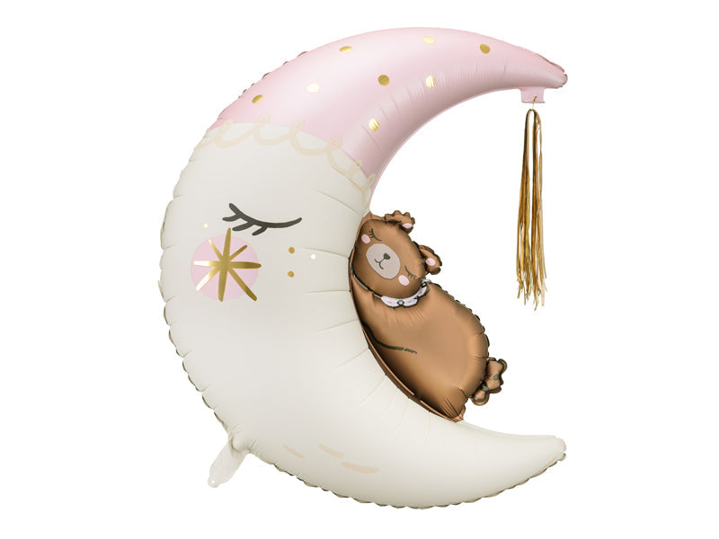 PartyDeco - Foil Balloon - Teddy Bear on the Moon, 80x98 cm
