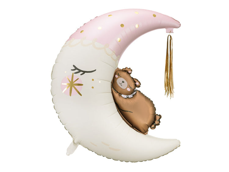 PartyDeco - Foil Balloon - Teddy Bear on the Moon, 80x98 cm