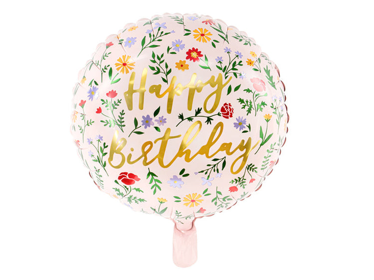PartyDeco - Foil Balloon - Happy Birthday, 45 cm, Light Pink