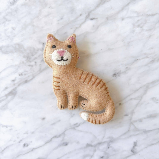 Deer Harbour Design - Felt Stitched Cat Ornament: Brown Tabby