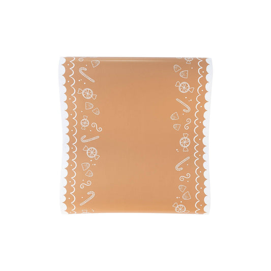 Gingerbread Table Runner,  16 x 120 inch Christmas paper table runner