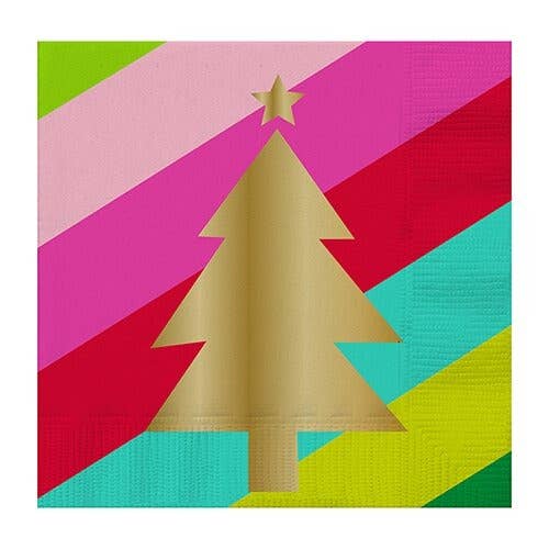 Slant Collections by Creative Brands - Beverage Napkins - Gold Christmas Tree