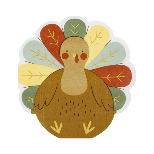 Shaped Turkey cocktail Napkin, Thanksgiving Kids' Table Napkin