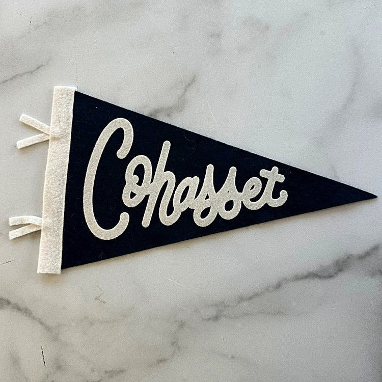 Cohasset felt pennant flag with cream script lettering