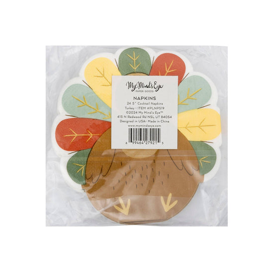 Shaped Turkey cocktail Napkin, Thanksgiving Kids' Table Napkin