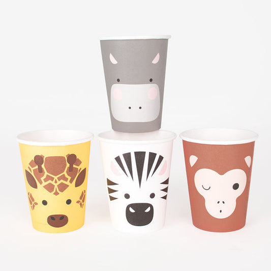 Safari Animal Party Cups, Set of 8 Paper Safari Cups, From My Little Day