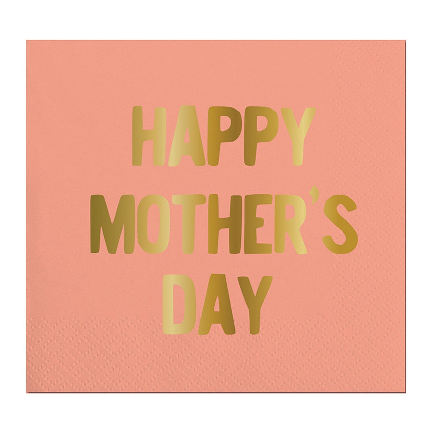 Happy Mother's Day Napkins, Set of 16 Small Coral and Gold Foil Mother's Day Napkins - Cohasset Party Supply