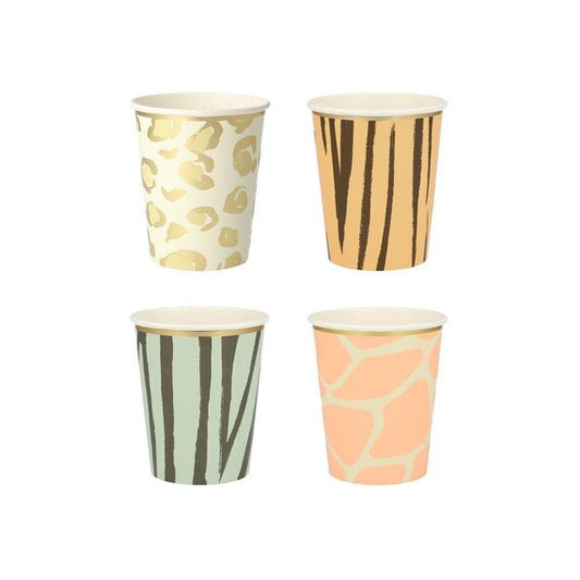 Animal Print Party Cups, Set of 8 Paper Cups with Safari Animal Print by Meri Meri - Cohasset Party Supply